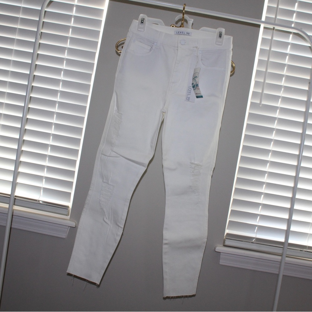 Level 99 Janie High Rise White Skinny Jeans - Picture 4 of 16